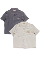 Patch Striped Textured Button Up Shirts