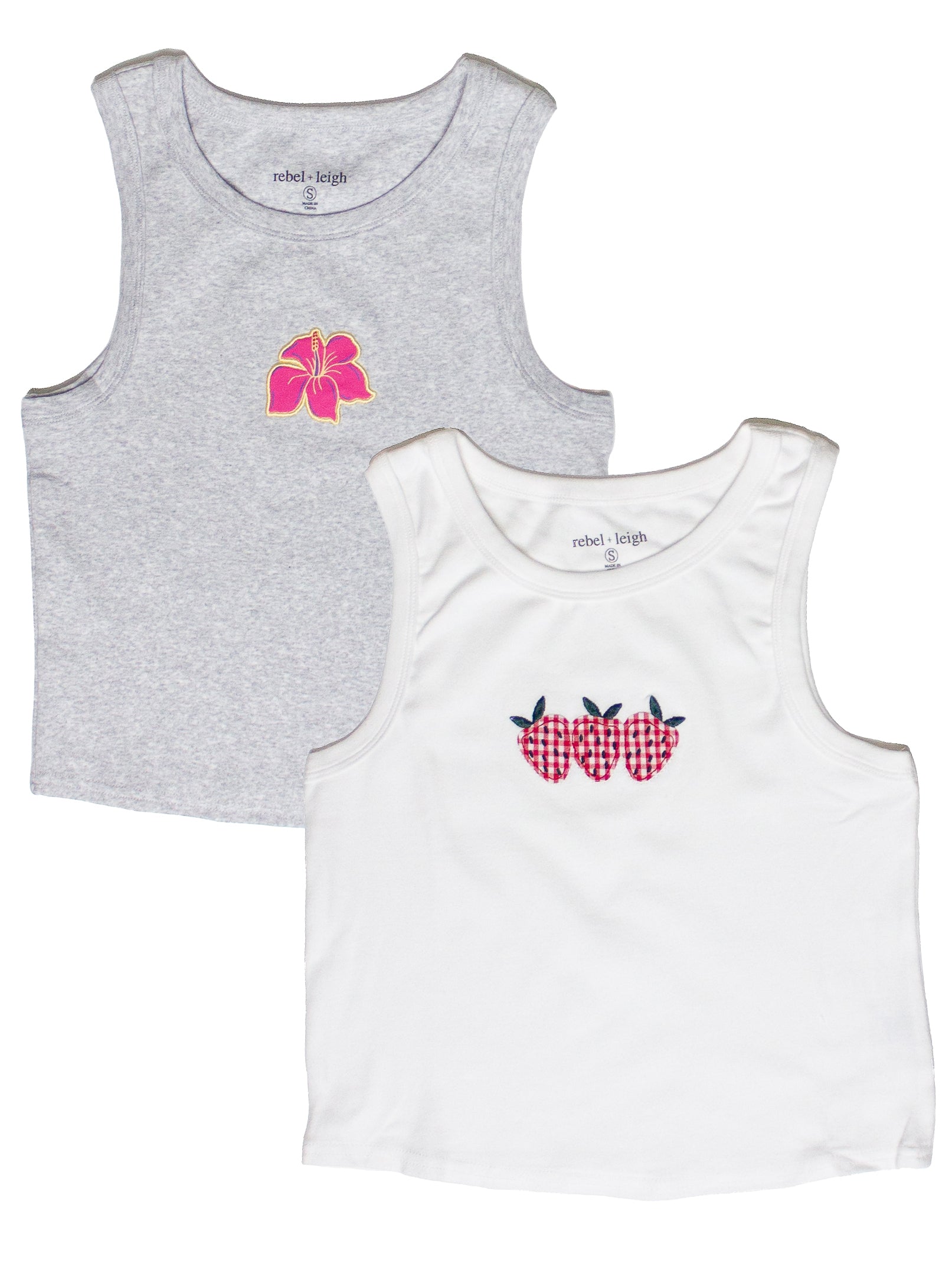 Patch Crop Tank Top Grey And White