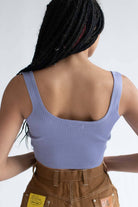 Periwinkle Notched Ribbed Crop Tank