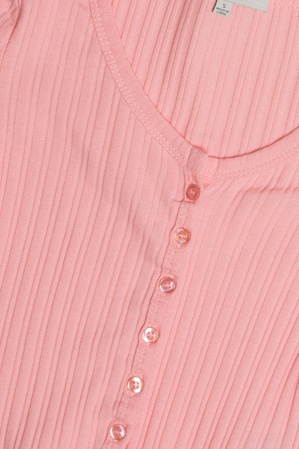 Bubblegum Button Down Crop Tee
