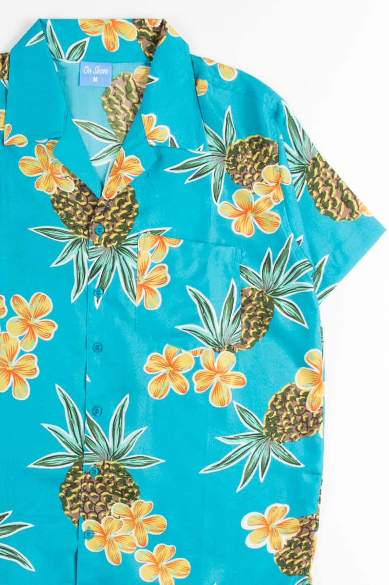 Blue Pineapple Floral Hawaiian Shirt