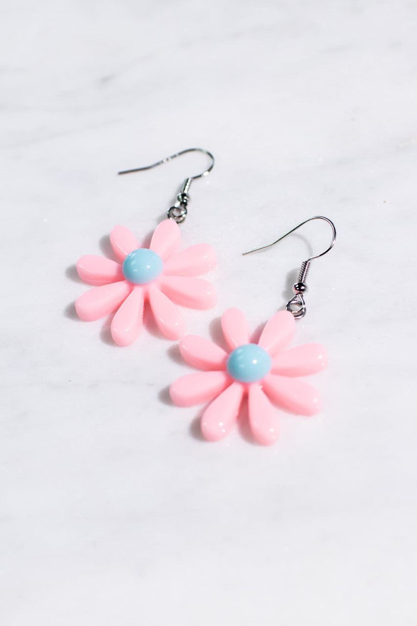 Pink Daisy Earrings