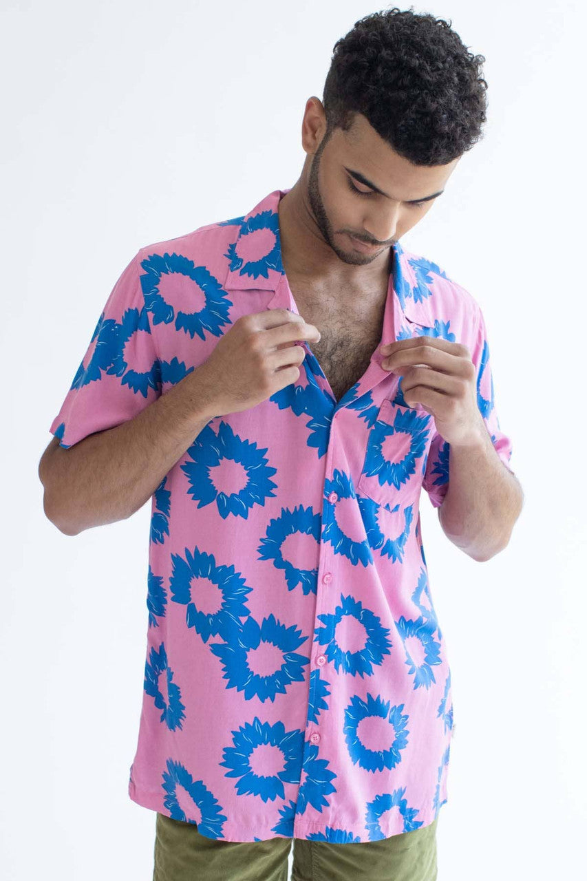 Pink and Blue Sunflower Print Hawaiian Shirt – Ragstock