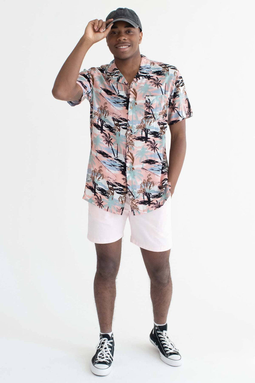 Pink Cotton Twill Shorts