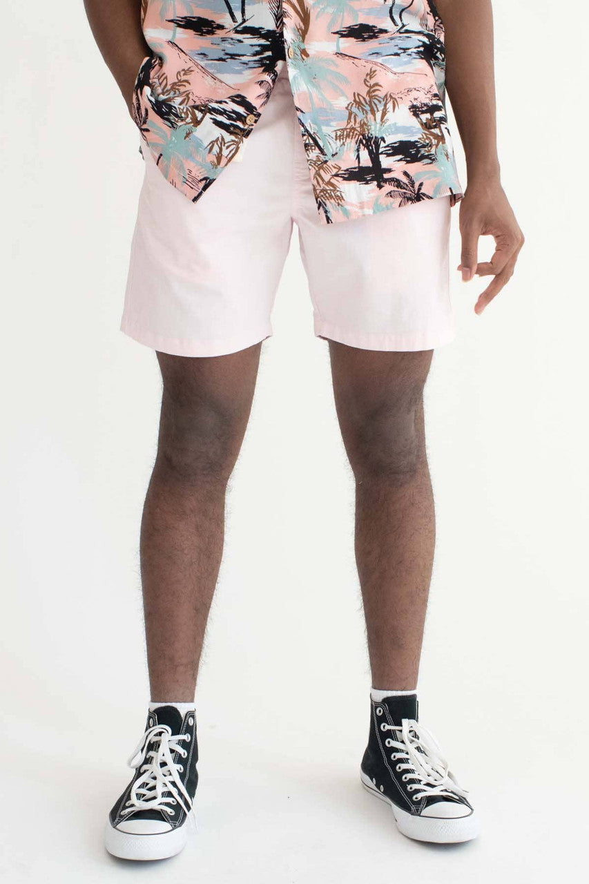 Pink Cotton Twill Shorts