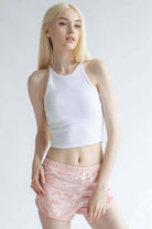 Rose Crushed Velvet Dolphin Shorts