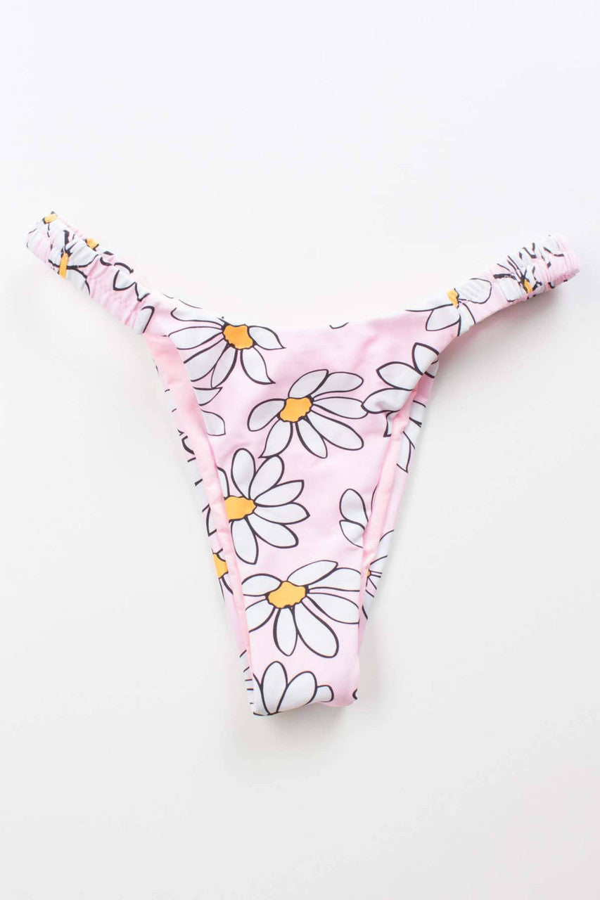 Pink Daisy Cheeky Bikini Bottom