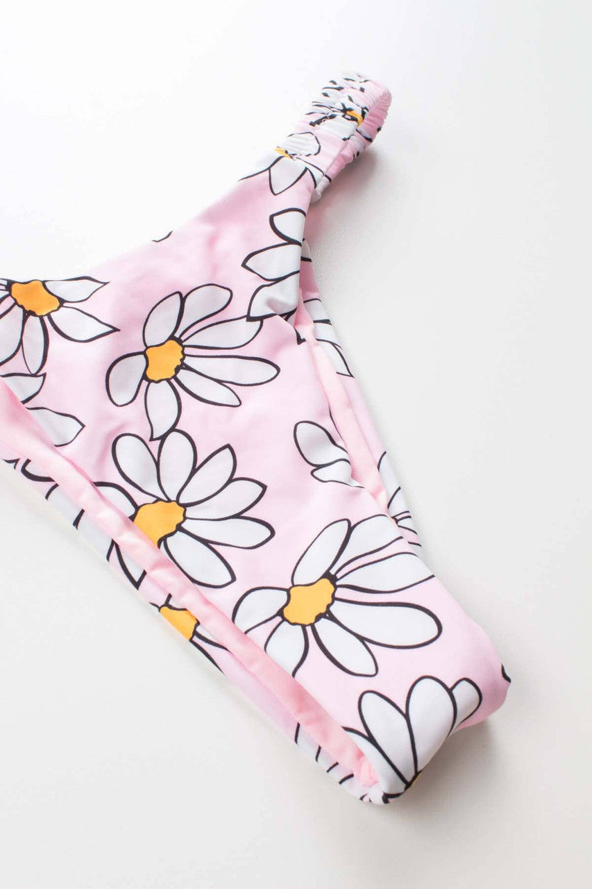 Pink Daisy Cheeky Bikini Bottom