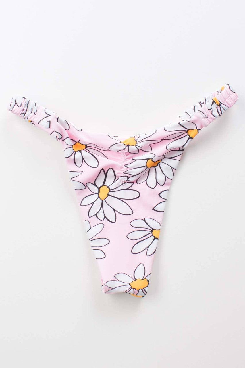 Pink Daisy Cheeky Bikini Bottom