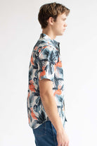 Pink Flamingo In The Palms Hawaiian Button Up Shirt