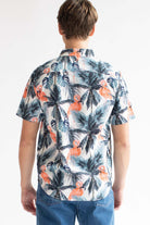 Pink Flamingo In The Palms Hawaiian Button Up Shirt