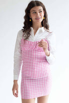 Pink Gingham Milkmaid Mini Dress