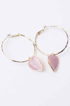 Pink Heart Charm Hoop Earrings