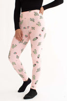 Pink Holiday Cactus High Waisted Leggings
