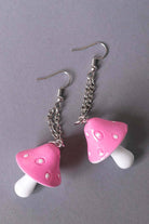 Pink Mushroom Drop Earrings