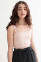 Pink Plaid Sweater Tank