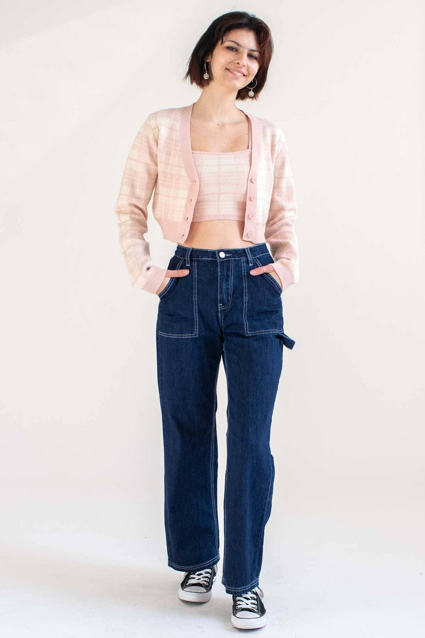 Pink Plaid Mini Cardigan
