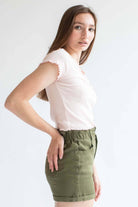 Pink Ribbed Henley Tee
