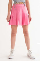 Pink Stretch Pleated Skirt