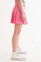 Pink Stretch Pleated Skirt
