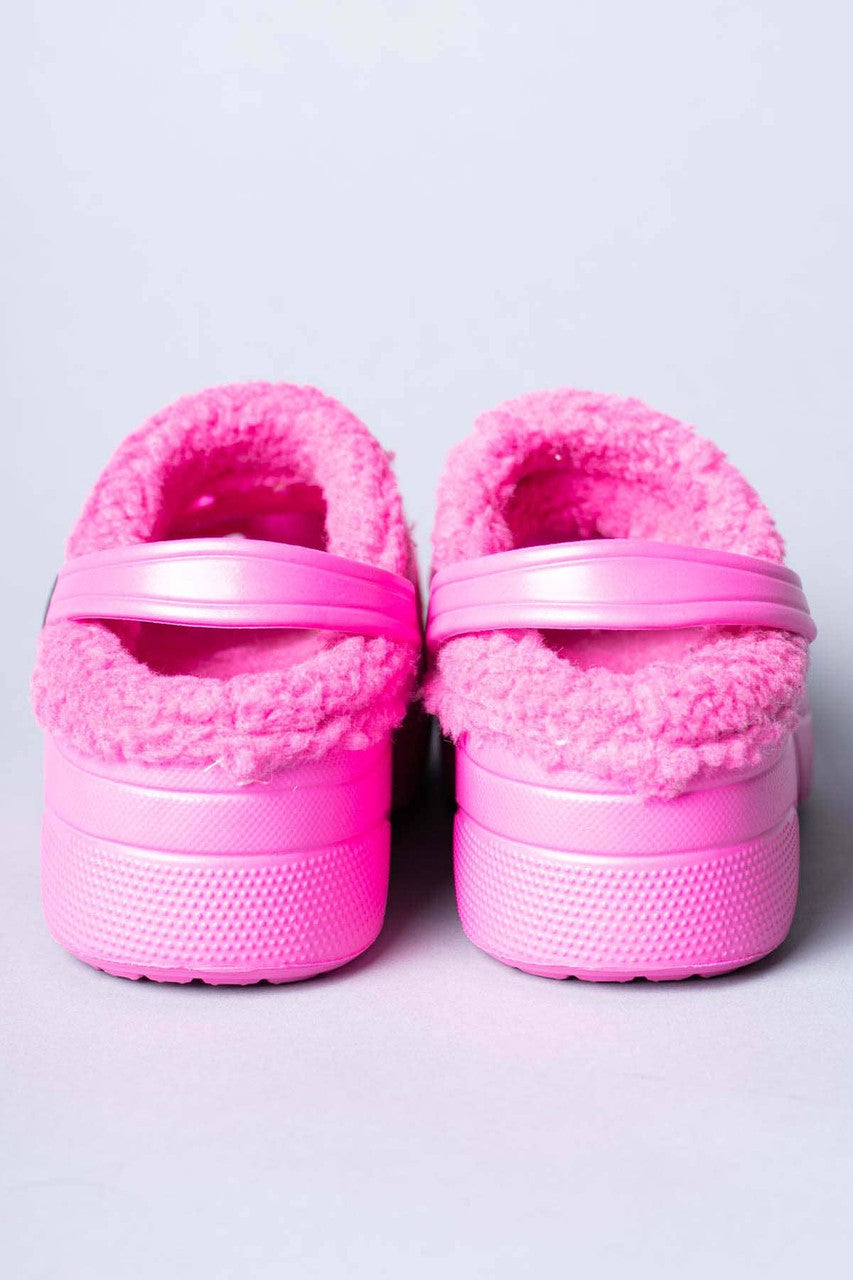 Pink Winter Foam Platform Clogs