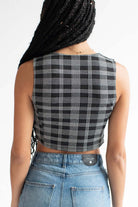Black Plaid 3 Button Vest
