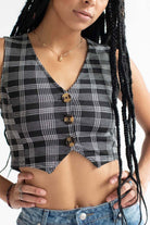 Black Plaid 3 Button Vest