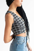 Black Plaid 3 Button Vest