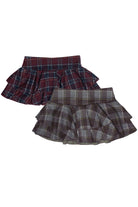 Brushed Plaid Tiered Mini Skorts