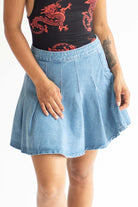 Pleated Denim Skirt