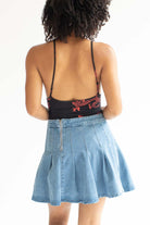 Pleated Denim Skirt