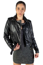 Pleather Cropped Motorcycle Jacket
