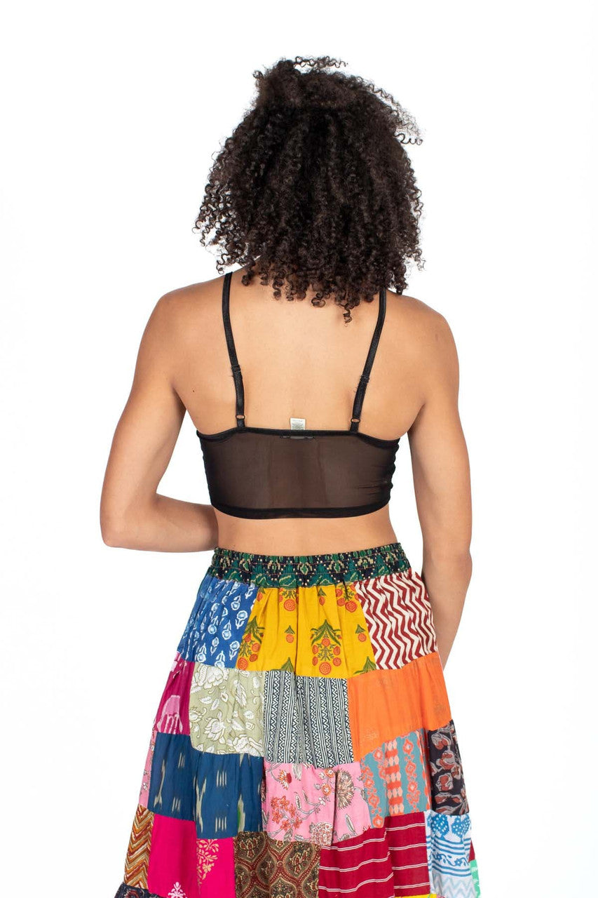 Pleather Mesh Bustier Crop Top