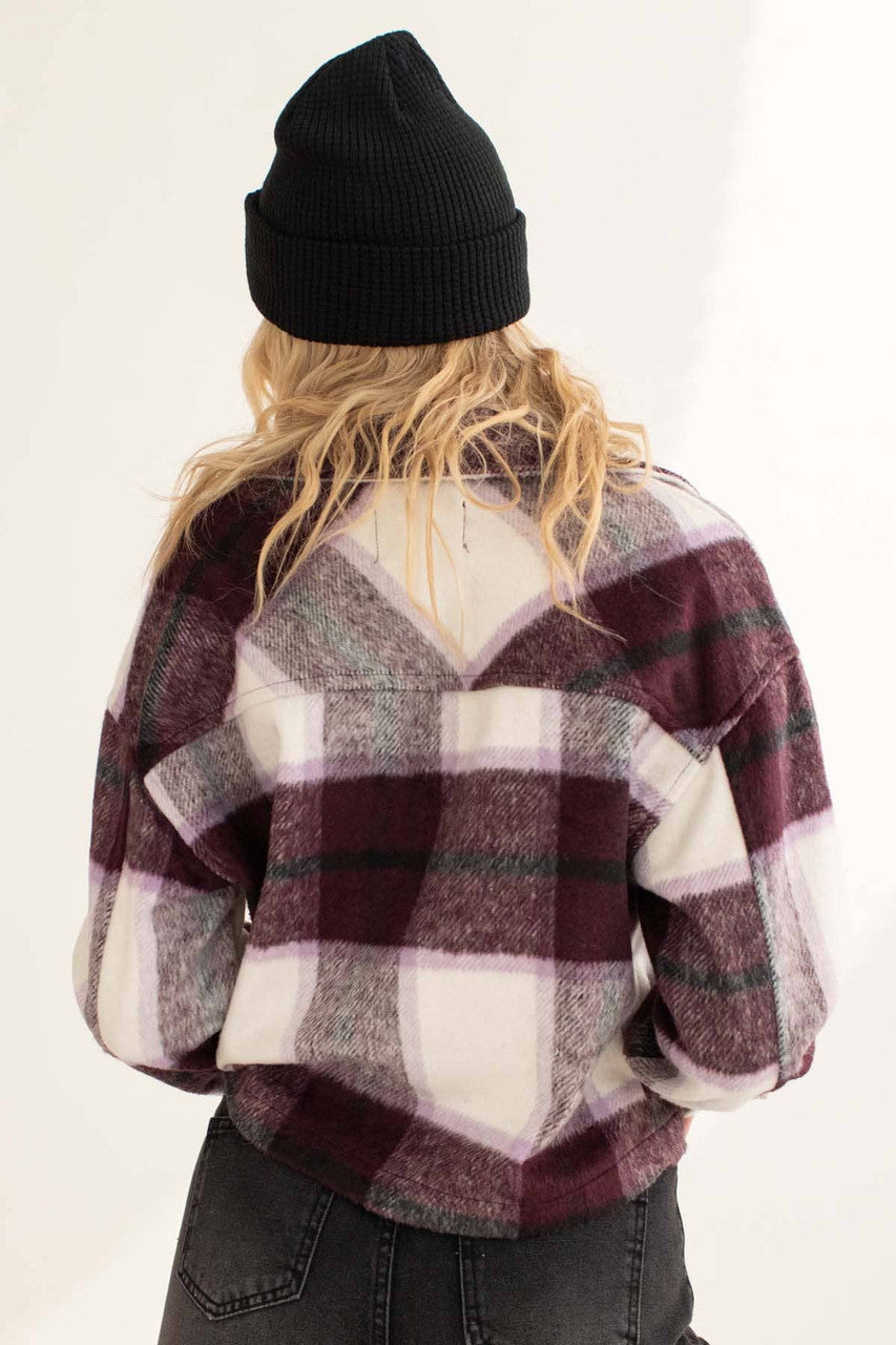 Plum & Violet Plaid Cropped Shacket