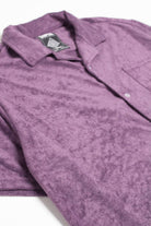 Plum Terry Knit Button Up Shirt