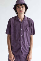 Plum Terry Knit Button Up Shirt
