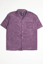 Plum Terry Knit Button Up Shirt