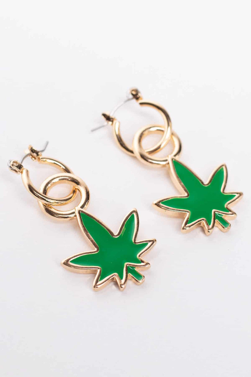 Pot Leaf Dangle Earrings