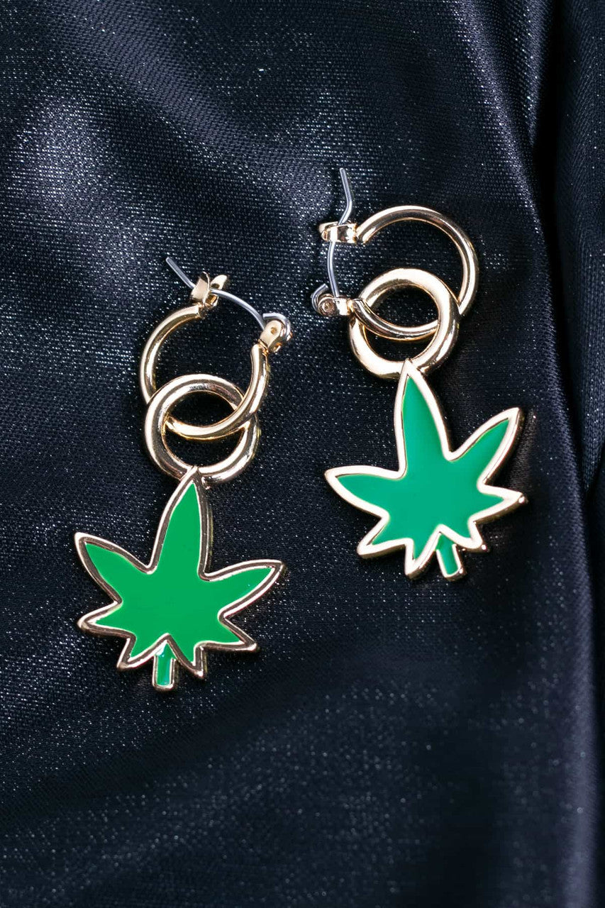 Pot Leaf Dangle Earrings