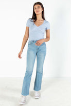 Powder Blue Lace Trim Tee