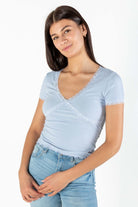 Powder Blue Lace Trim Tee