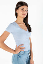 Powder Blue Lace Trim Tee