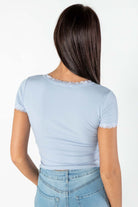 Powder Blue Lace Trim Tee