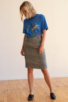 Black & White Wool Pencil Skirt
