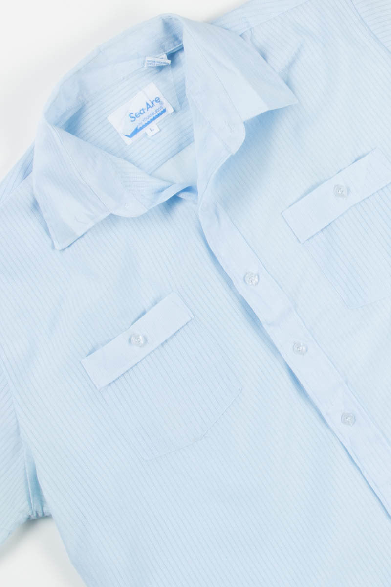 Blue Mesh Striped Shirt