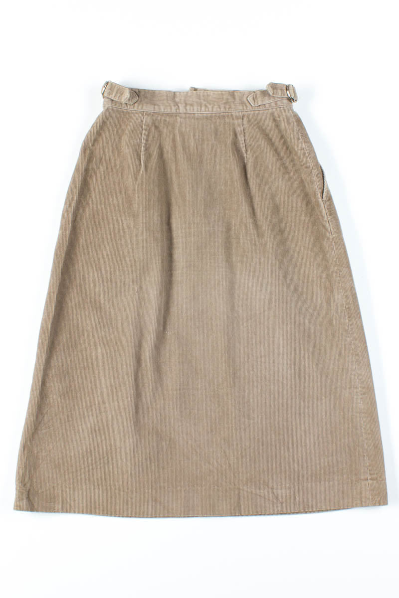 Tan Corduroy Buckle Skirt