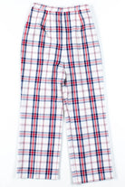 White Side Zip Plaid Pants