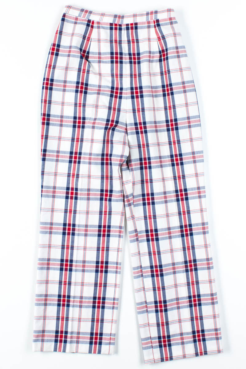 White Side Zip Plaid Pants
