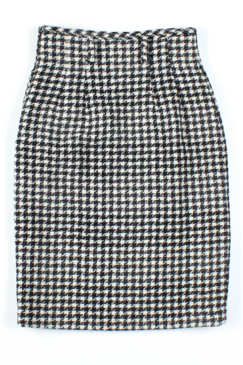 Black & White Wool Pencil Skirt