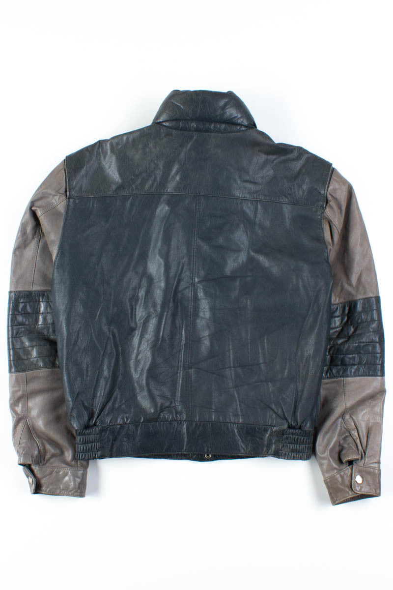 Grey Leather Biker Jacket